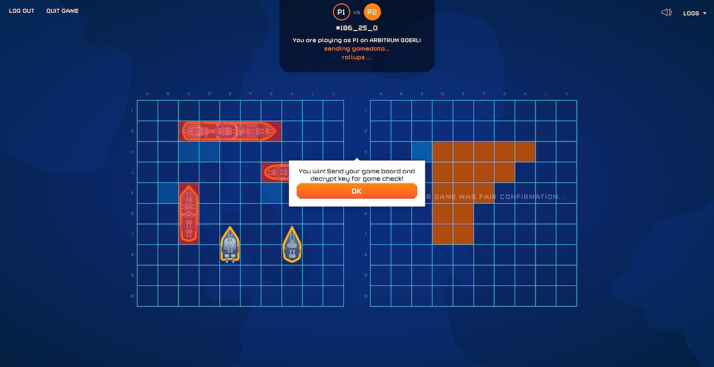 Productive Decentralized Battleship - Verify gameplay | Built with Cartesi Rollups