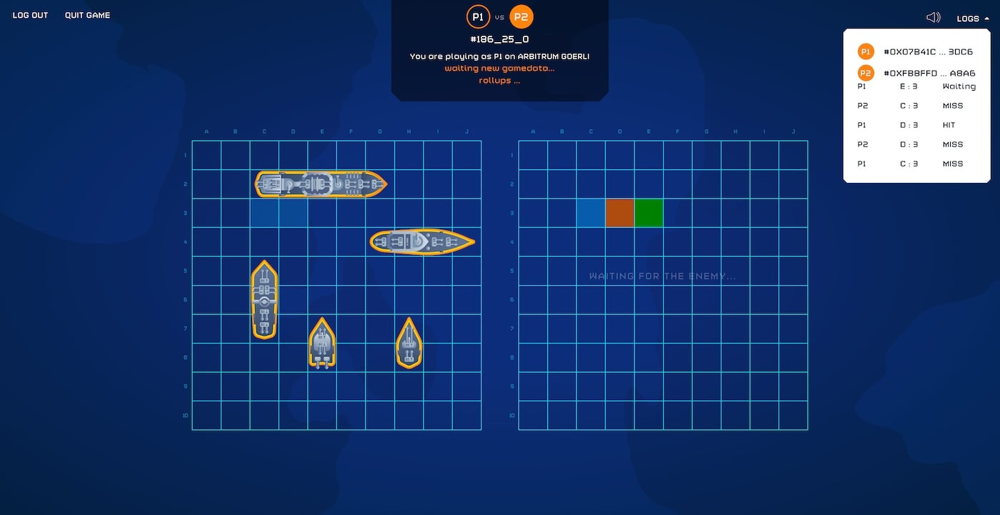 Productive Decentralized Battleship - Gameplay Logs | Built with Cartesi Rollups